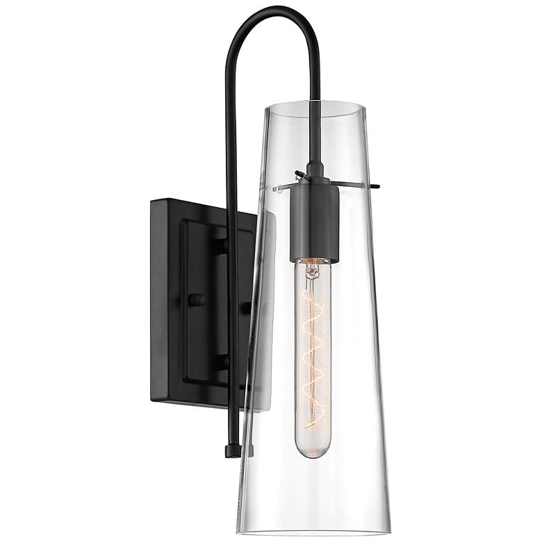 Image 1 Alondra 17 1/2" High Black and Clear Glass Wall Sconce