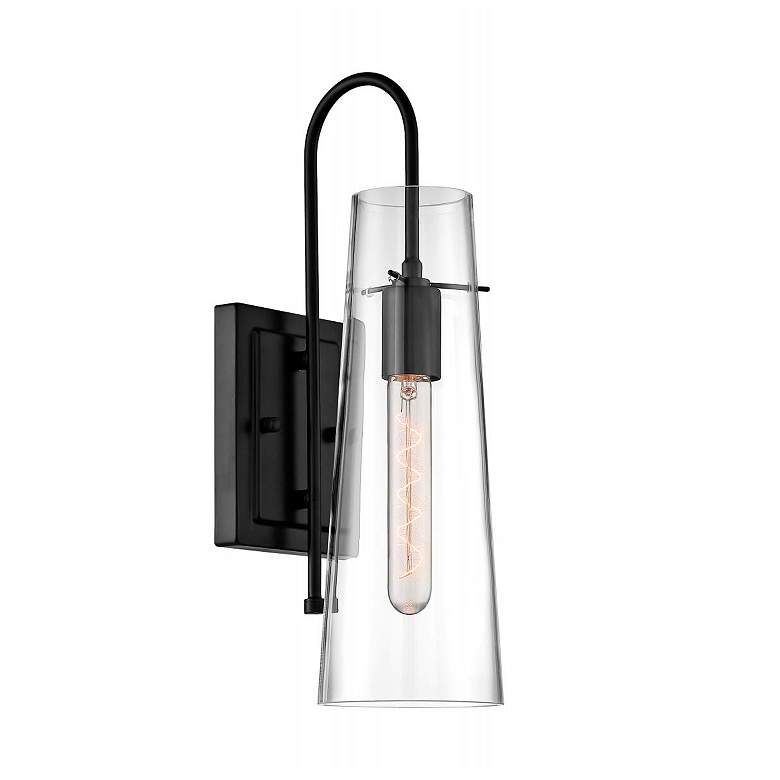 Image 3 Alondra 17 1/2" High Black and Clear Glass Wall Sconce more views