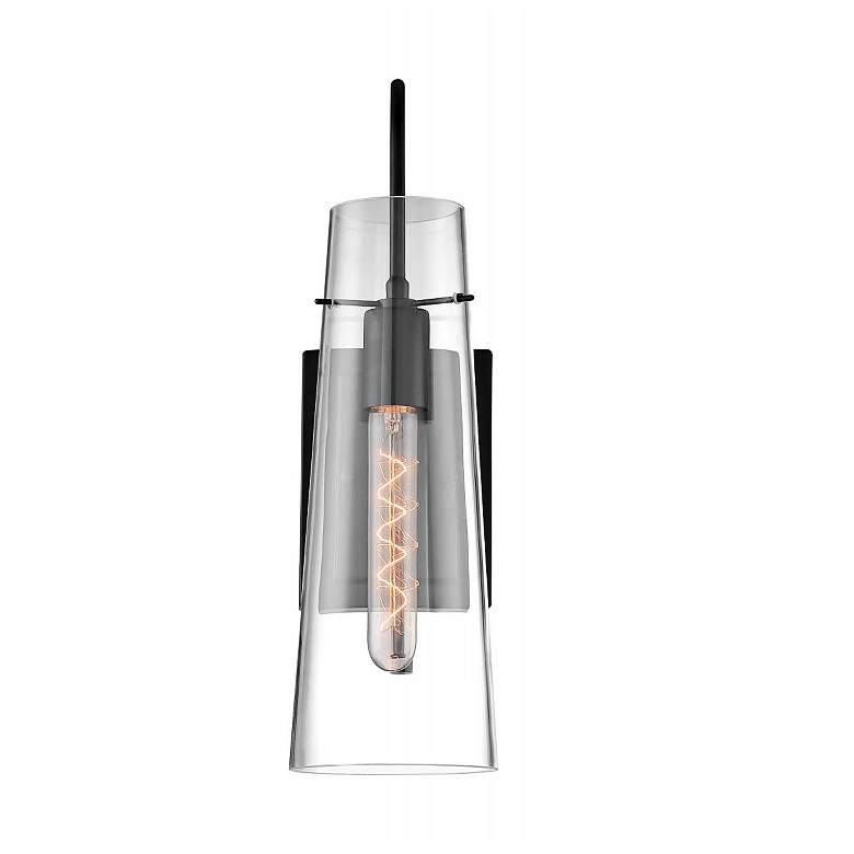 Image 4 Alondra 17 1/2" High Black and Clear Glass Wall Sconce more views