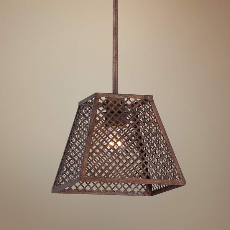 Image 1 Alonso 9 1/2" Wide Dust Bronze Metal Lattice Mini Pendant