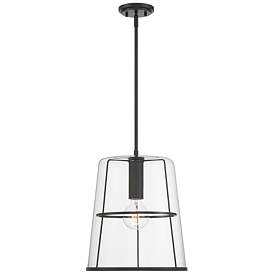 Image1 of Alonzo 14 in. 1-Light Matte Black Transitional Pendant Light