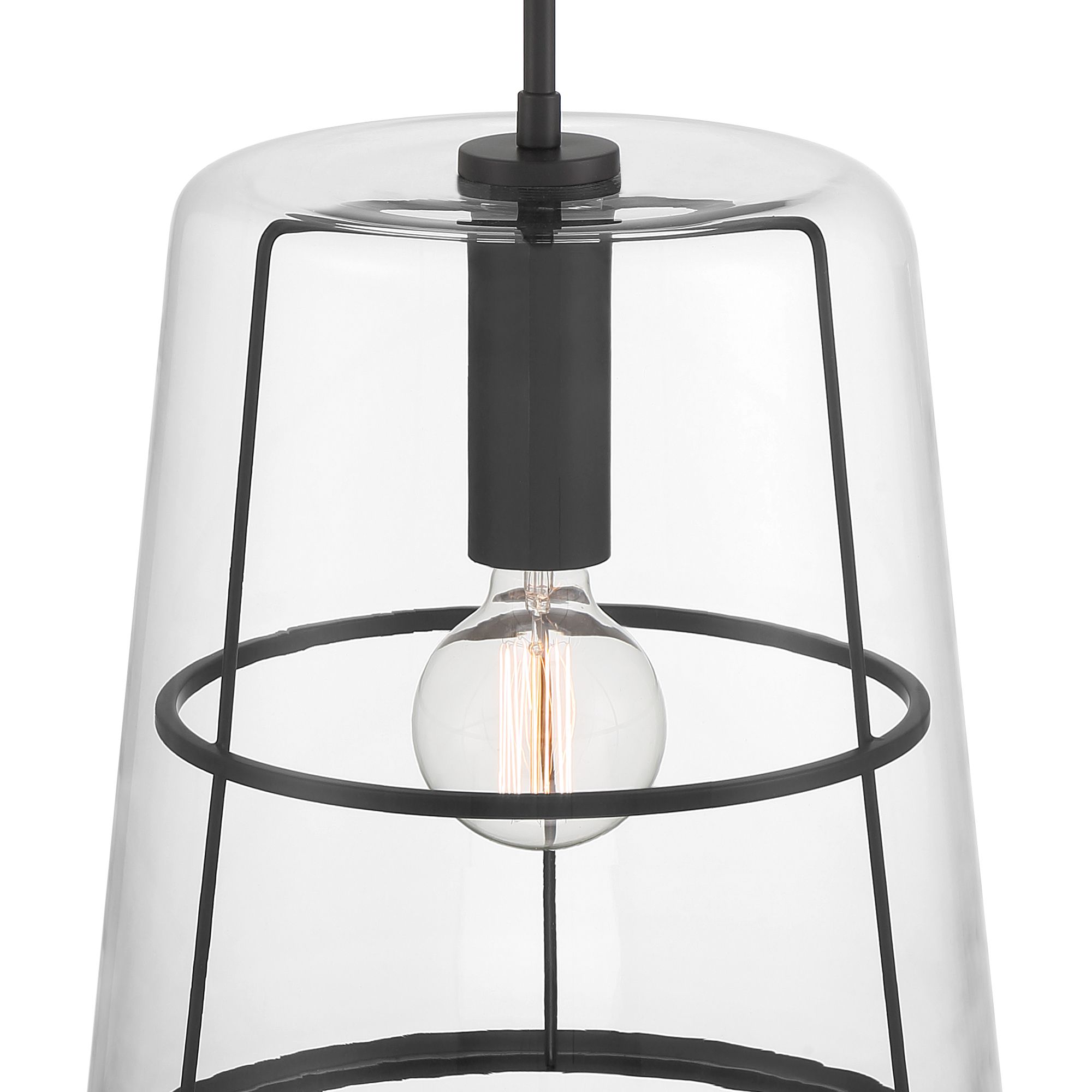 Image 3 Alonzo 14 in. 1-Light Matte Black Transitional Pendant Light more views