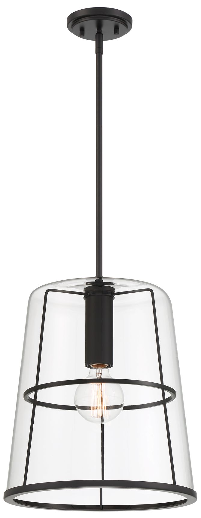 Image 5 Alonzo 14 in. 1-Light Matte Black Transitional Pendant Light more views