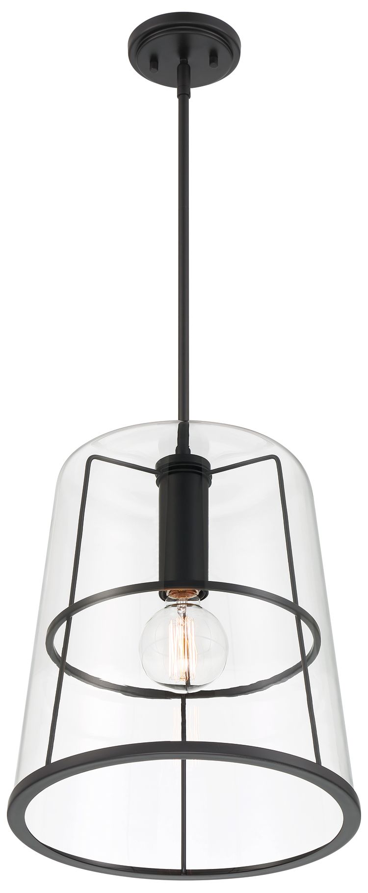 Image 6 Alonzo 14 in. 1-Light Matte Black Transitional Pendant Light more views