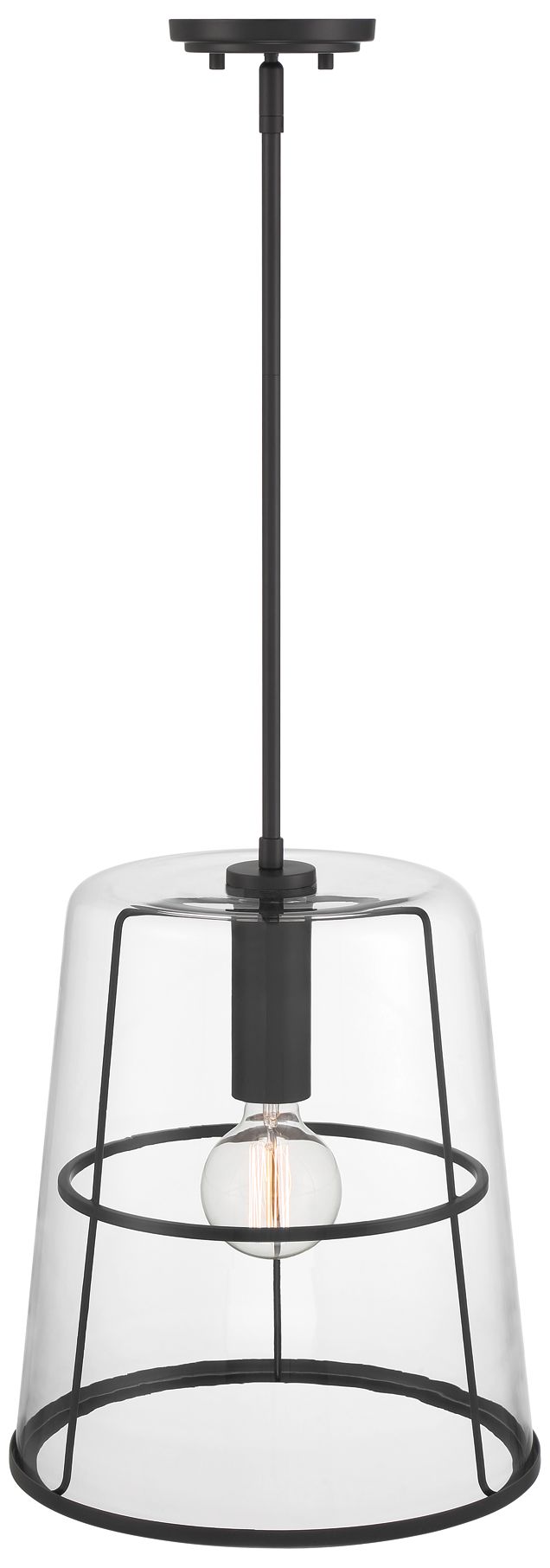 Image 7 Alonzo 14 in. 1-Light Matte Black Transitional Pendant Light more views