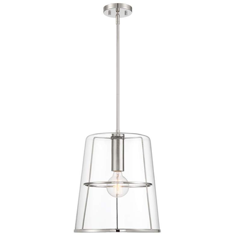 Image 1 Alonzo 14 in. 1-Light Polished Nickel Transitional Pendant Light