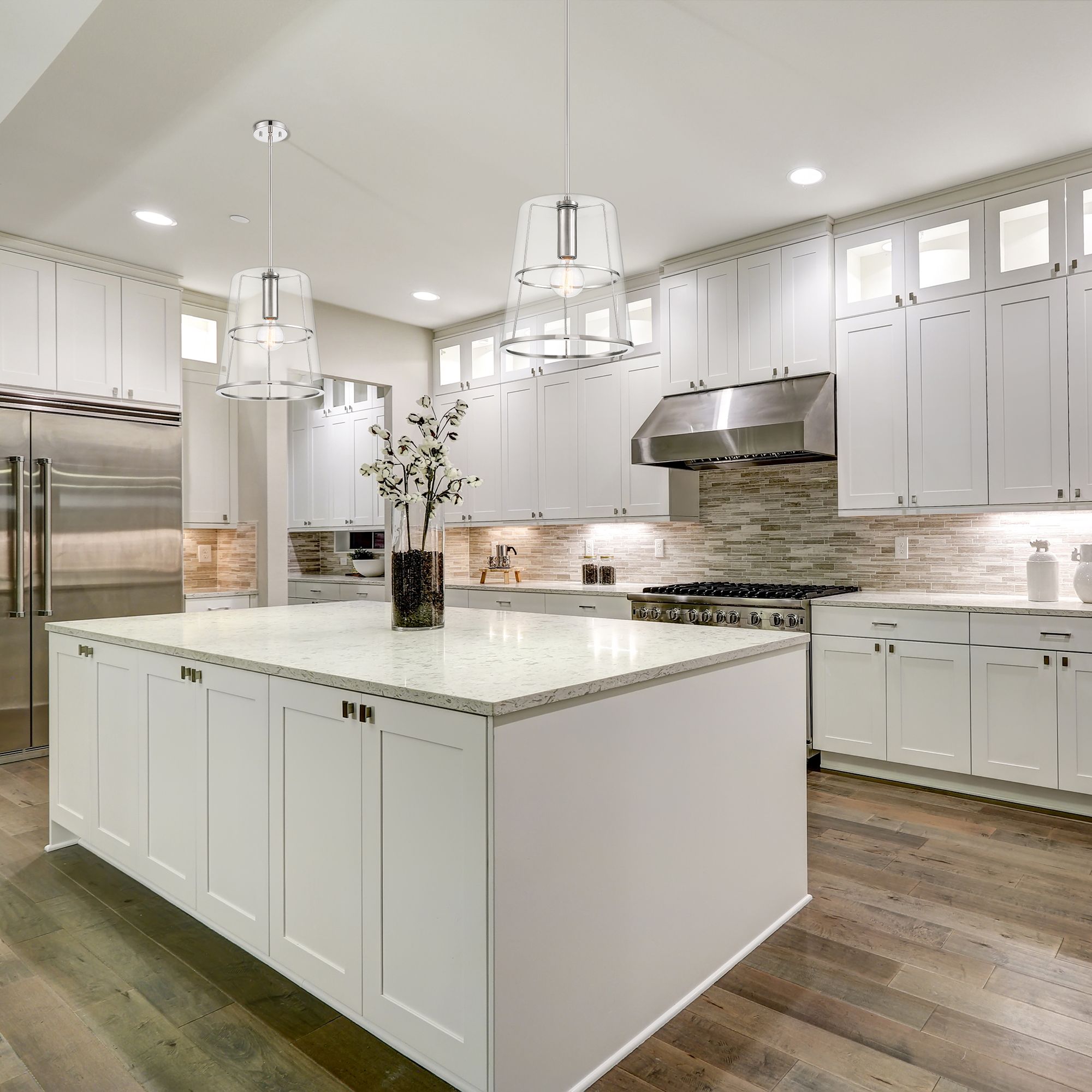 Image 4 Alonzo 14 in. 1-Light Polished Nickel Transitional Pendant Light more views