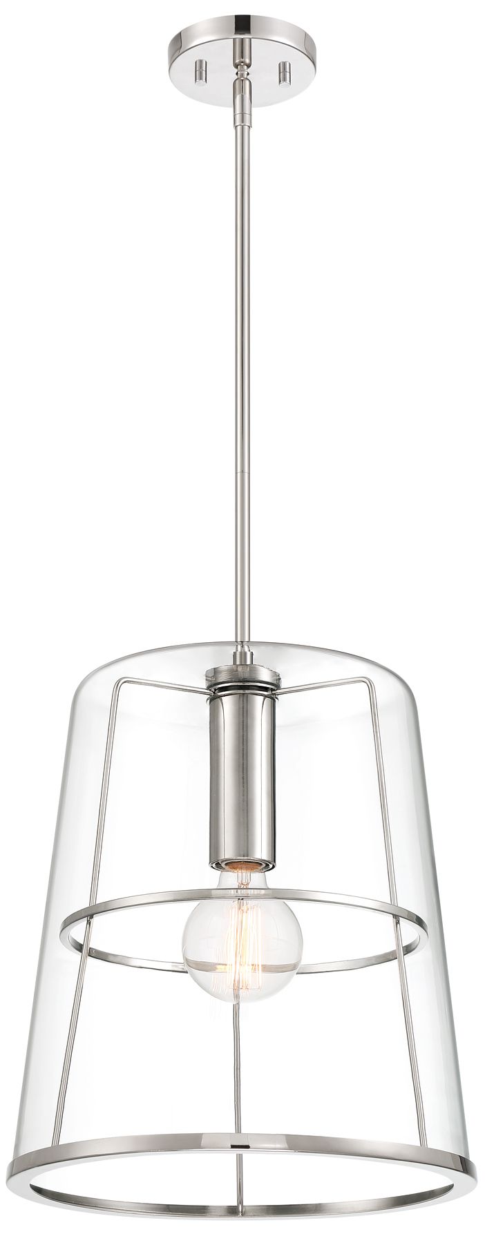 Image 5 Alonzo 14 in. 1-Light Polished Nickel Transitional Pendant Light more views