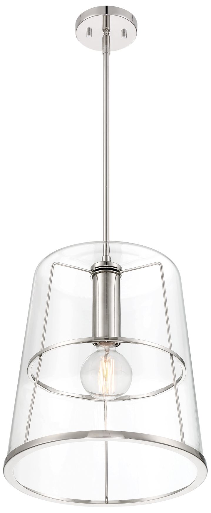 Image 6 Alonzo 14 in. 1-Light Polished Nickel Transitional Pendant Light more views