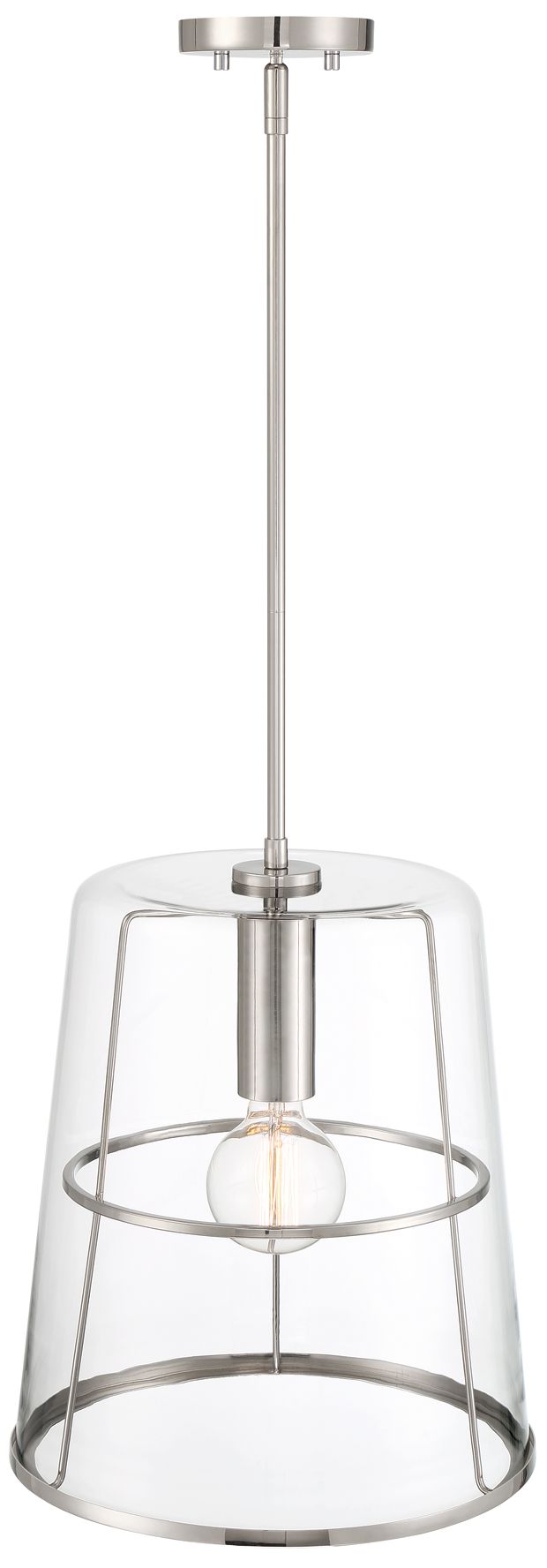 Image 7 Alonzo 14 in. 1-Light Polished Nickel Transitional Pendant Light more views