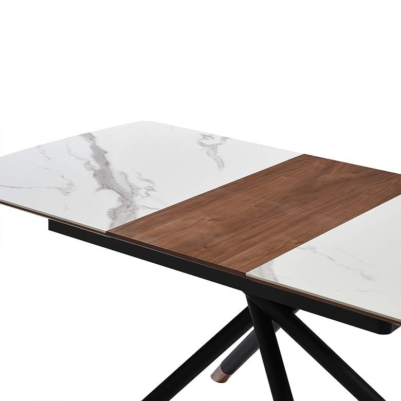 Image 4 Alora 67 in. Wide Extendable Dining Table in Ceramic, Wood Top, Metal Legs more views