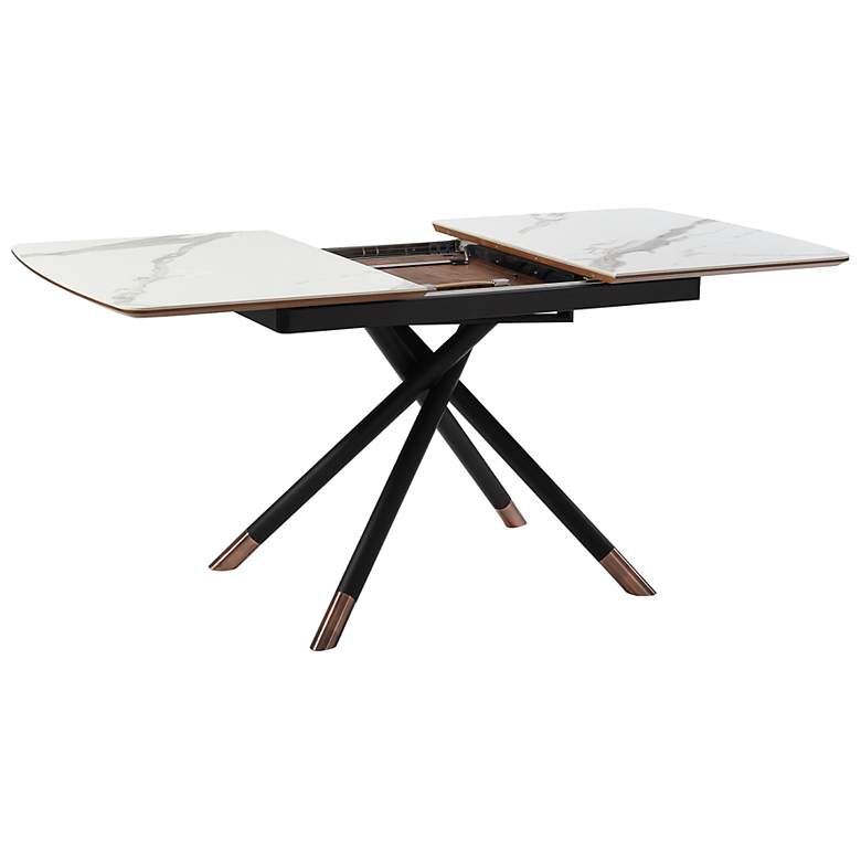 Image 7 Alora 67 in. Wide Extendable Dining Table in Ceramic, Wood Top, Metal Legs more views
