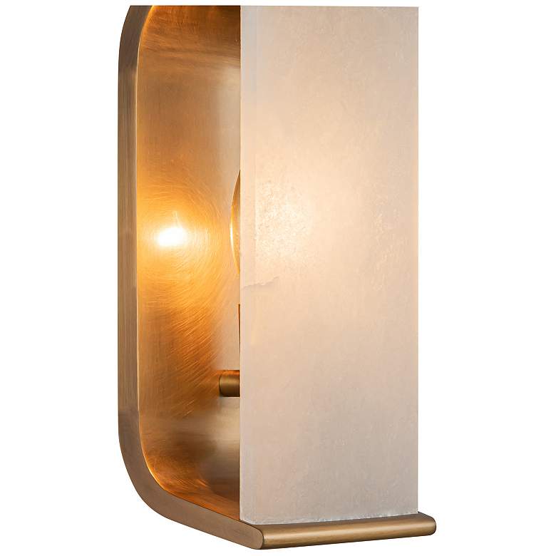 Image 3 Alora Abbott E12 10-in Vintage Brass/Alabaster Wall Vanity more views