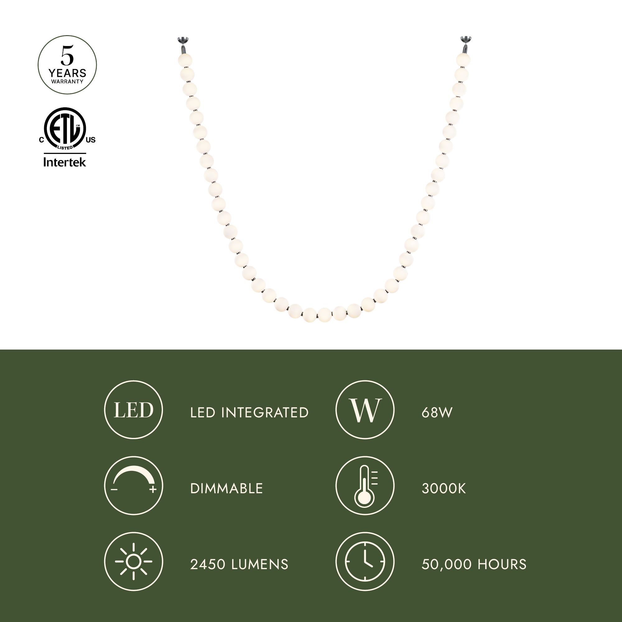 Image 4 Alora Akoya LED 43 Head Chrome Pendant more views