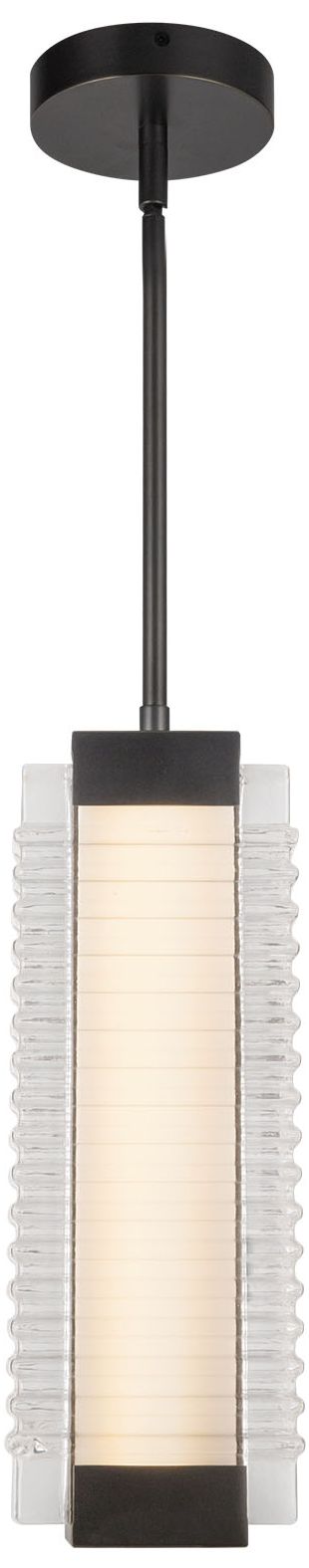 Image 3 Alora Alai LED 16-in Urban Bronze/Ribbed Glass Pendant more views