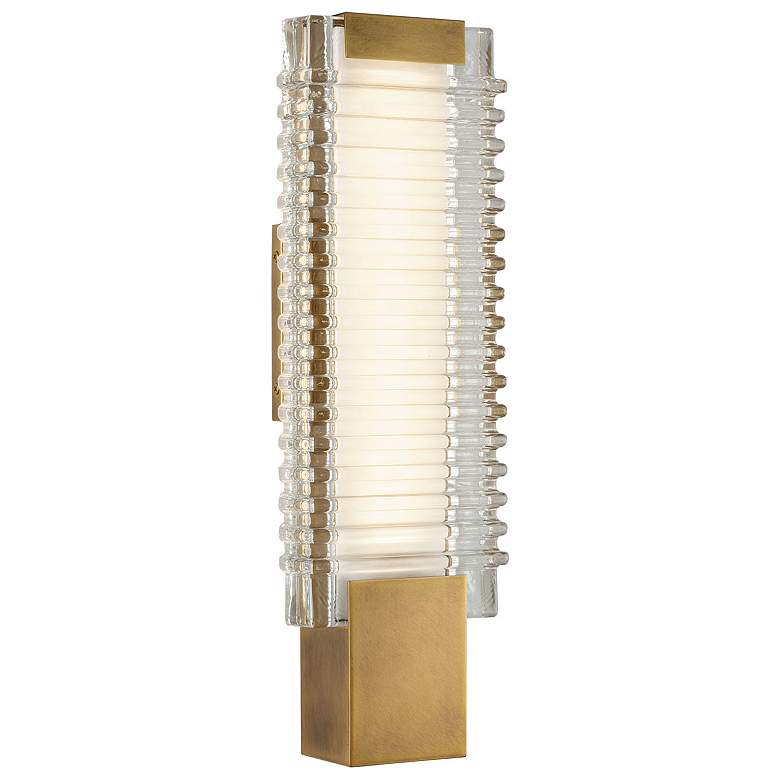 Image 1 Alora Alai LED 18-in Vintage Brass/Ribbed Glass Wall Vanity