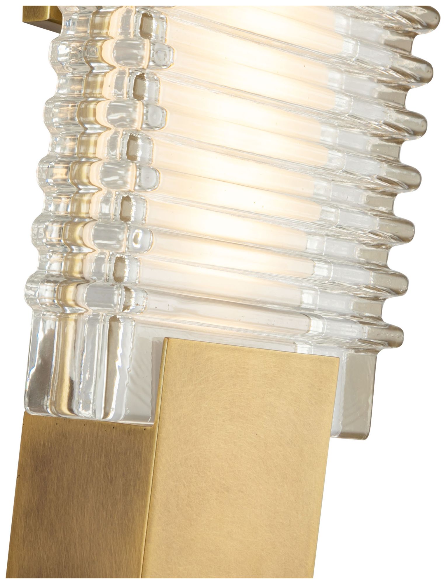 Image 3 Alora Alai LED 18-in Vintage Brass/Ribbed Glass Wall Vanity more views