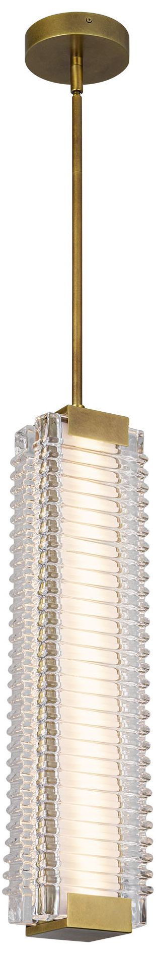 Image 2 Alora Alai LED 24-in Vintage Brass/Ribbed Glass Pendant