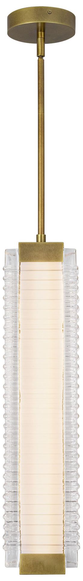 Image 3 Alora Alai LED 24-in Vintage Brass/Ribbed Glass Pendant more views