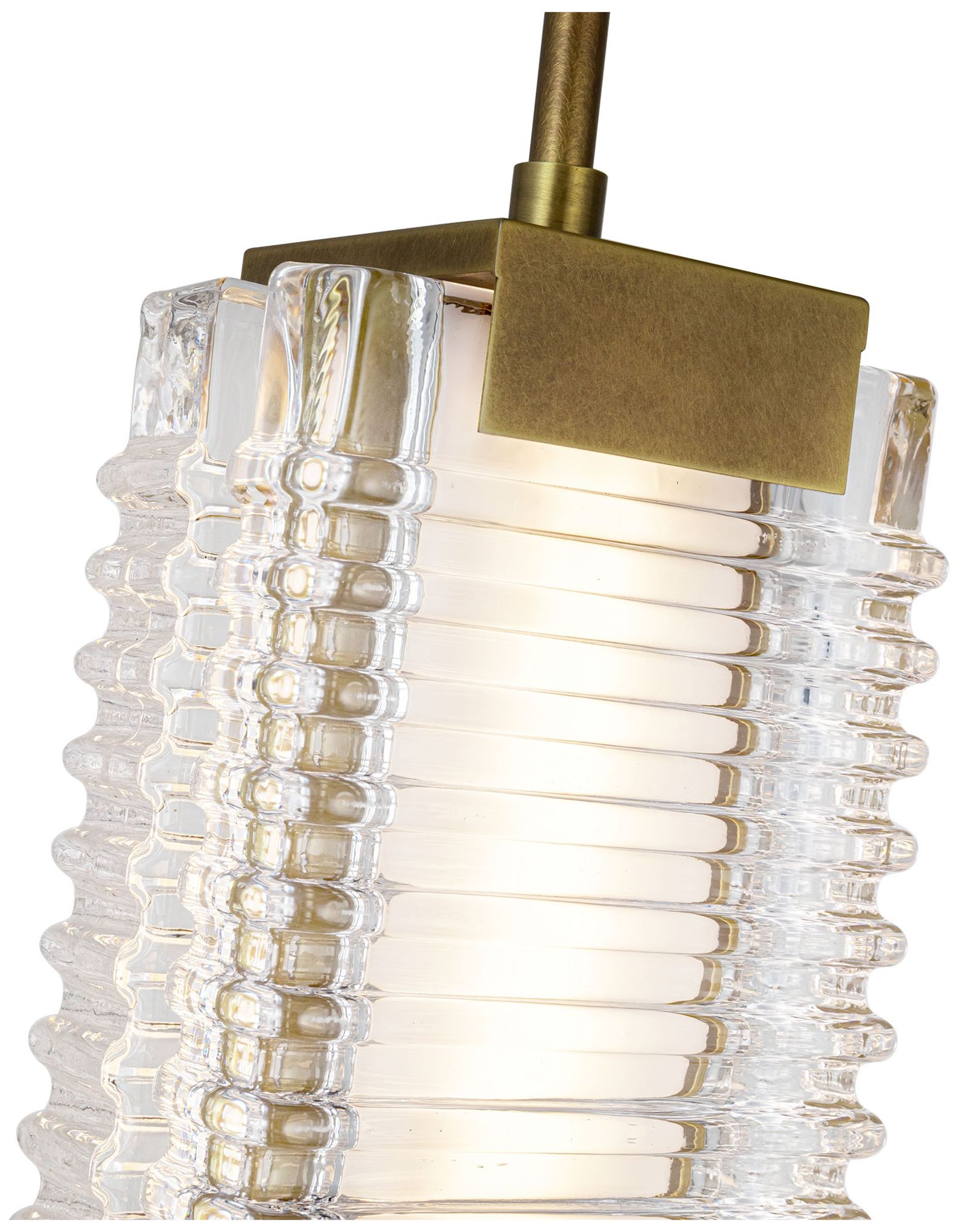 Image 4 Alora Alai LED 24-in Vintage Brass/Ribbed Glass Pendant more views