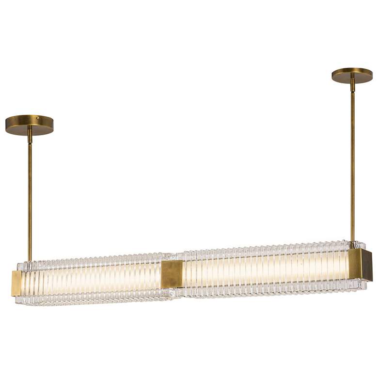 Image 1 Alora Alai LED 47-in Vintage Brass/Ribbed Glass Linear Pendant