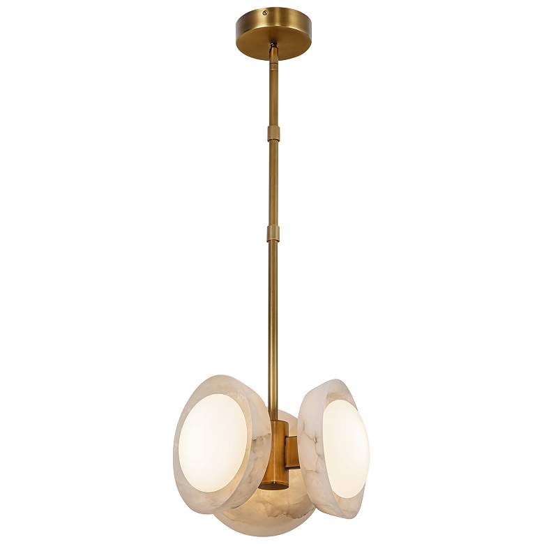 Image 1 Alora Alonso LED 13-in Vintage Brass/Alabaster Pendant