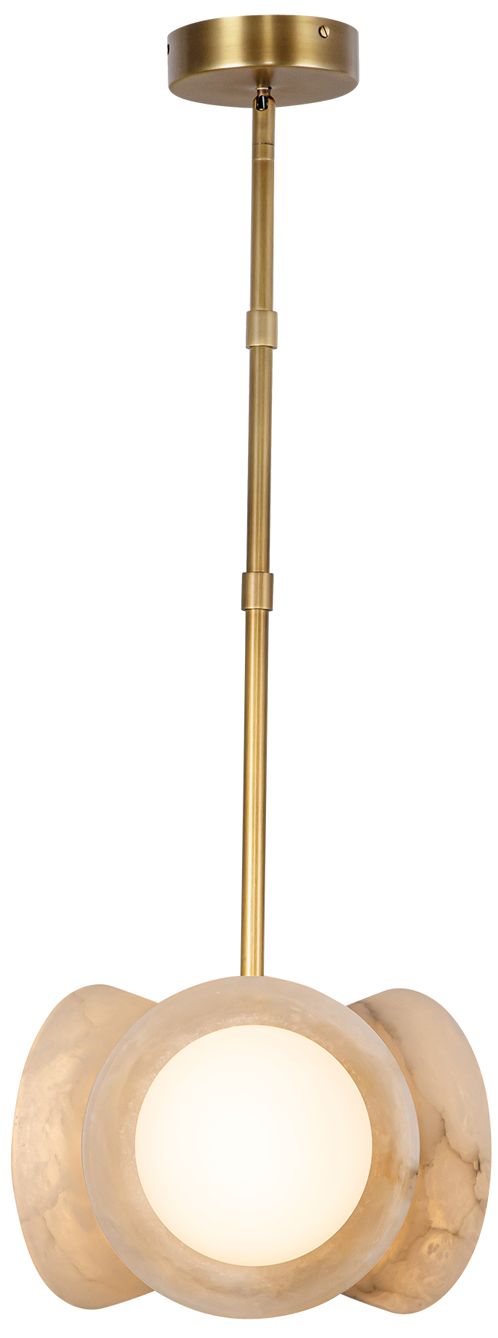 Image 2 Alora Alonso LED 13-in Vintage Brass/Alabaster Pendant more views