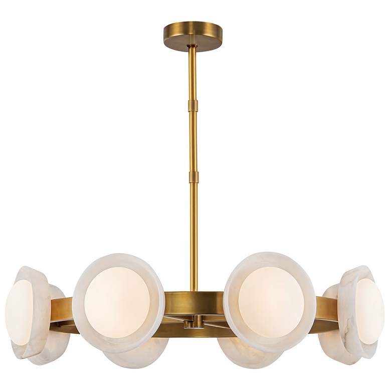 Image 1 Alora Alonso LED 37-in Vintage Brass/Alabaster LED Chandeliers