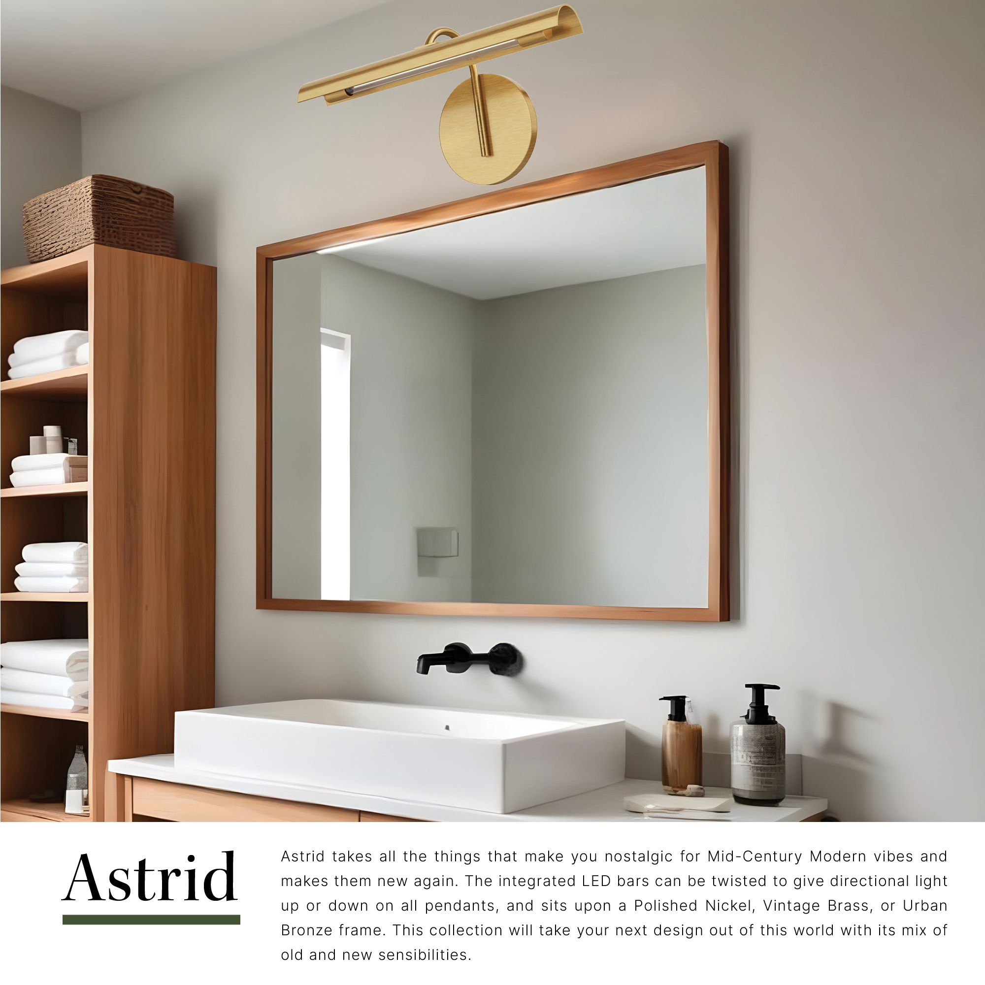 Image 6 Alora Astrid LED 14-in Metal Shade/Urban Bronze Wall Vanity more views