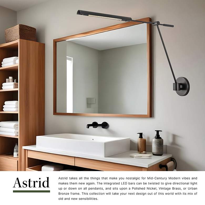 Image 2 Alora Astrid LED 33-in Metal Shade/Vintage Brass Wall Vanity more views