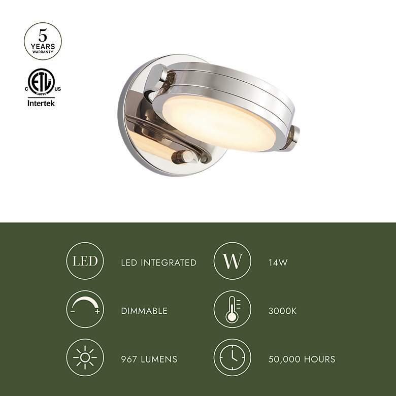 Image 4 Alora Blanco LED 6-in Polished Nickel/Alabaster Wall Vanity more views