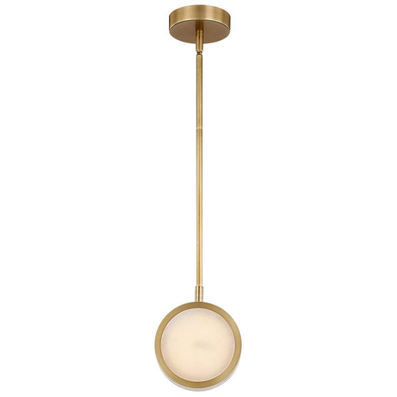 Image 1 Alora Blanco LED 6-in Vintage Brass/Alabaster Pendant