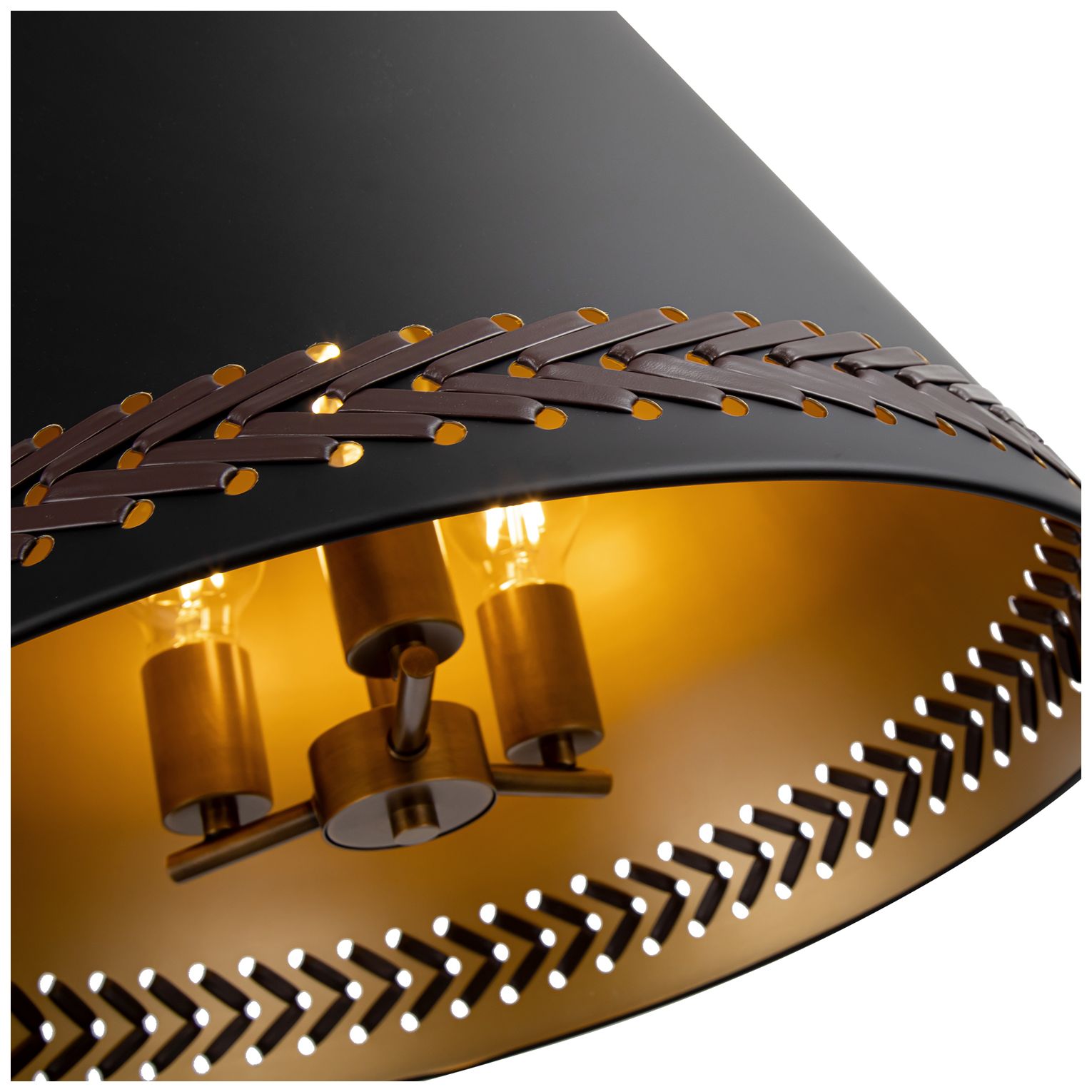 Image 2 Alora Brickell E26 20-in Matte Black/Hazelnut Leather Pendant more views