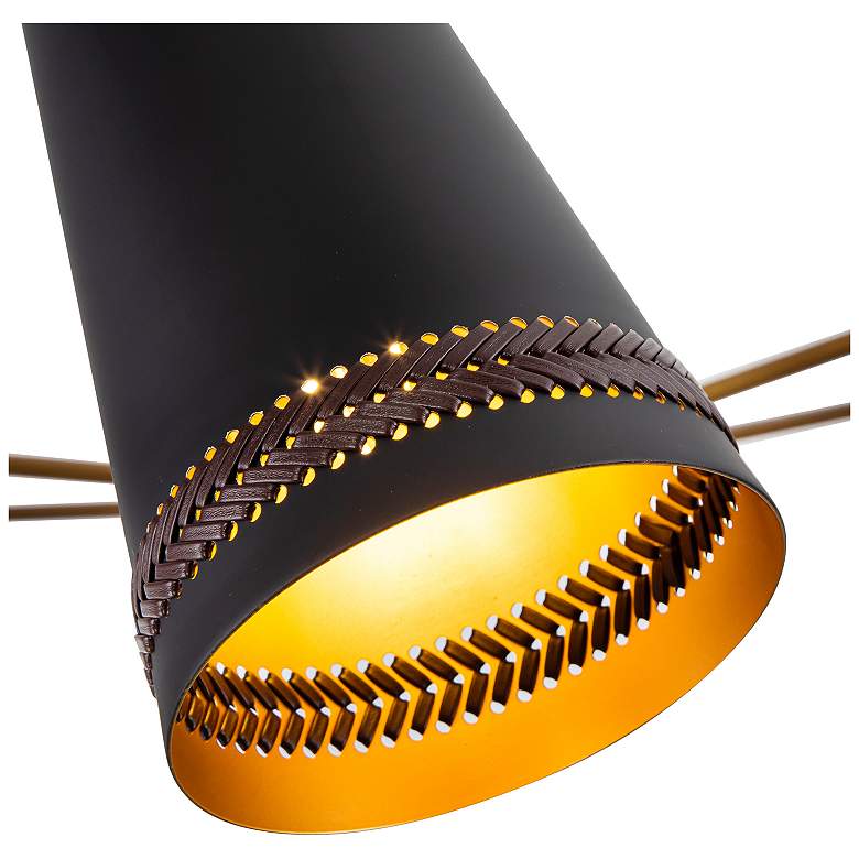 Image 2 Alora Brickell E26 45-in Matte Black/Hazelnut Leather Chandelier more views