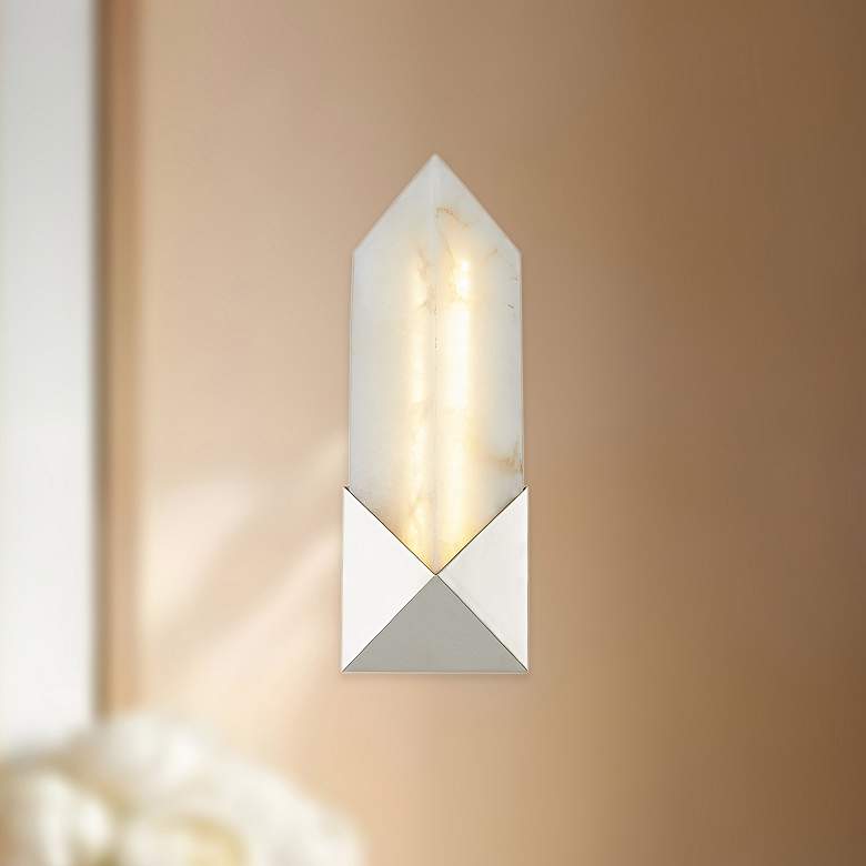 Image 1 Alora Caesar LED 12-in Polished Nickel/Alabaster Wall Vanity