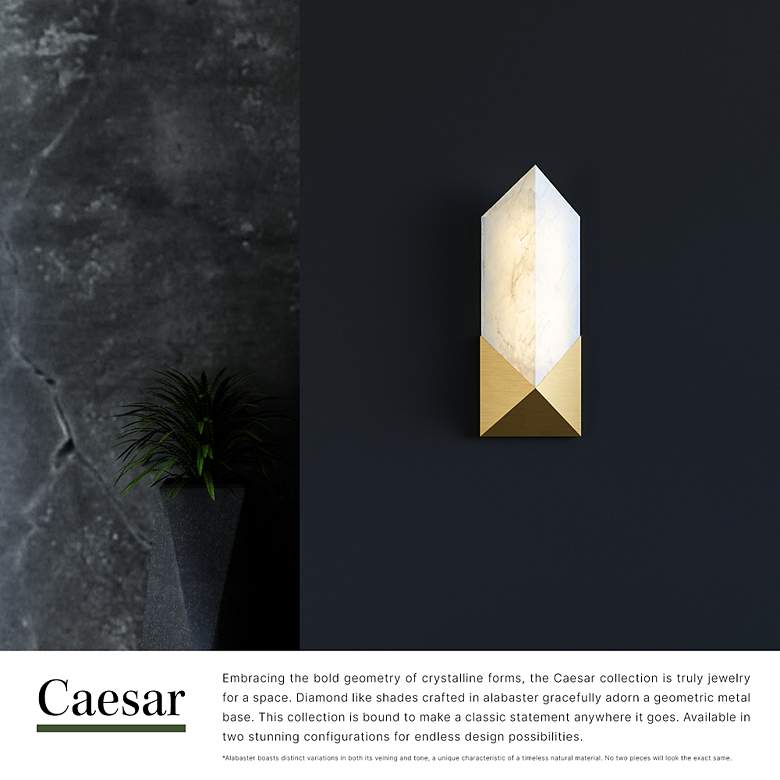 Image 3 Alora Caesar LED 12-in Polished Nickel/Alabaster Wall Vanity more views