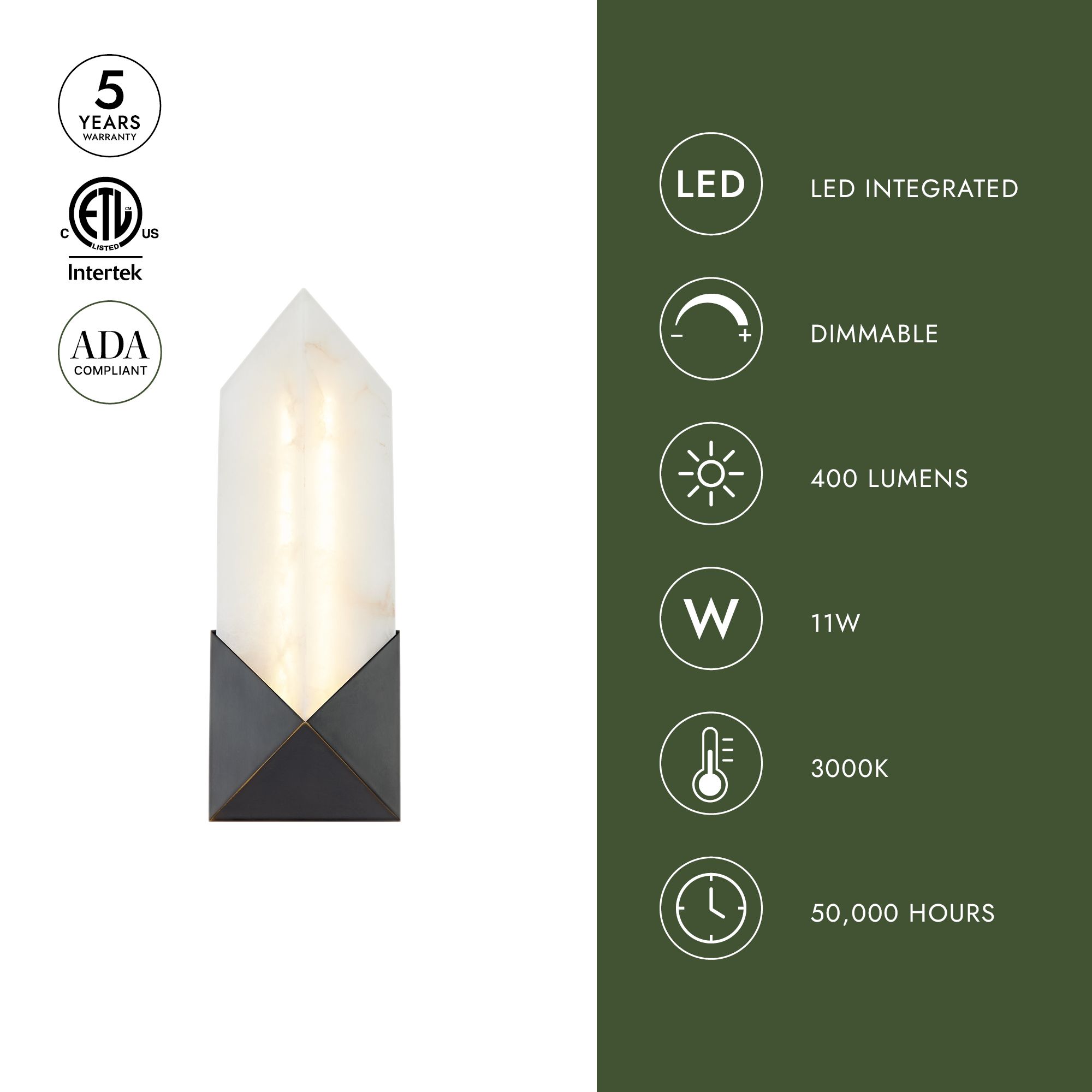 Image 5 Alora Caesar LED 12-in Urban Bronze/Alabaster Wall Vanity more views