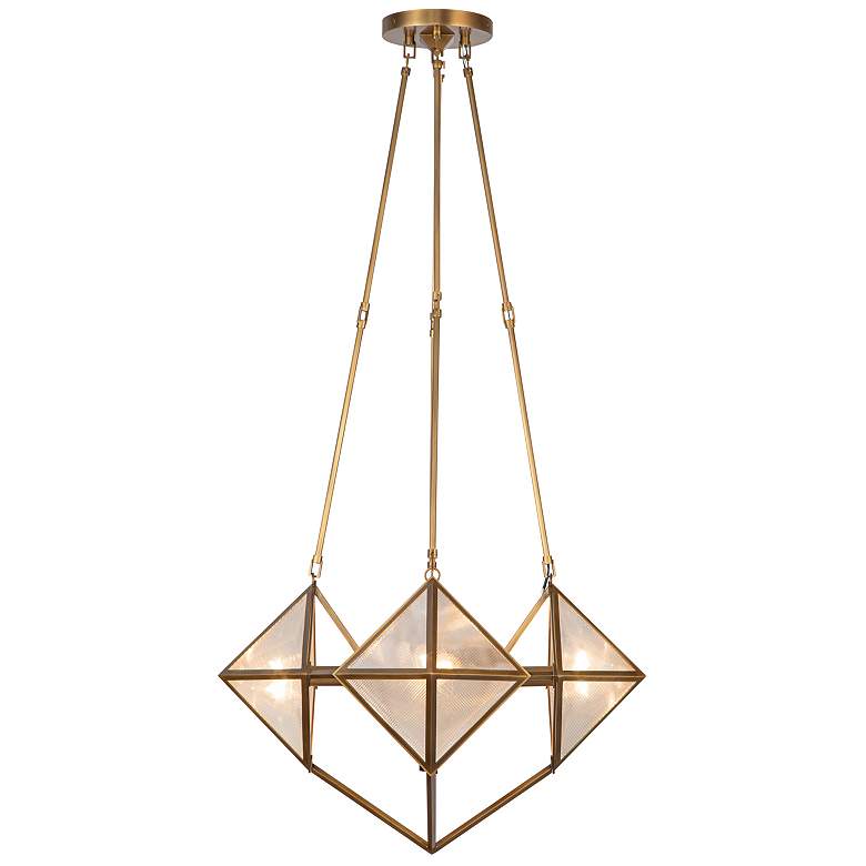 Image 2 Alora Cairo E12 21-in Ribbed Glass/Vintage Brass Chandelier more views