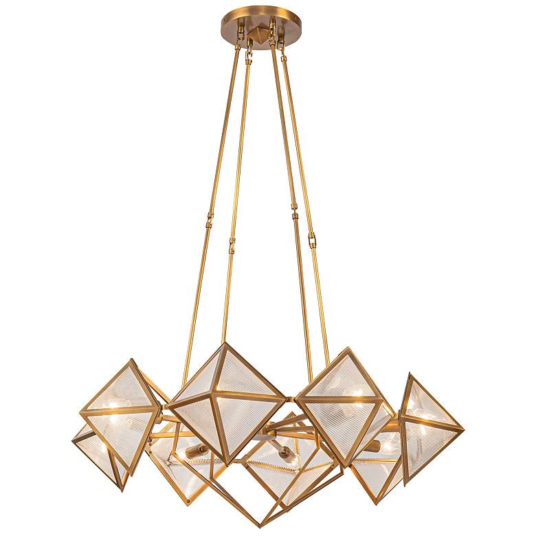 Image 1 Alora Cairo E12 30-in Ribbed Glass/Vintage Brass Chandelier