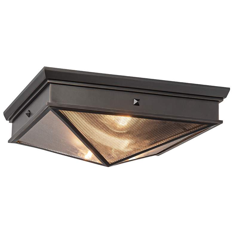 Image 1 Alora Cairo E26 15-in Ribbed Glass/Urban Bronze Flush Mount