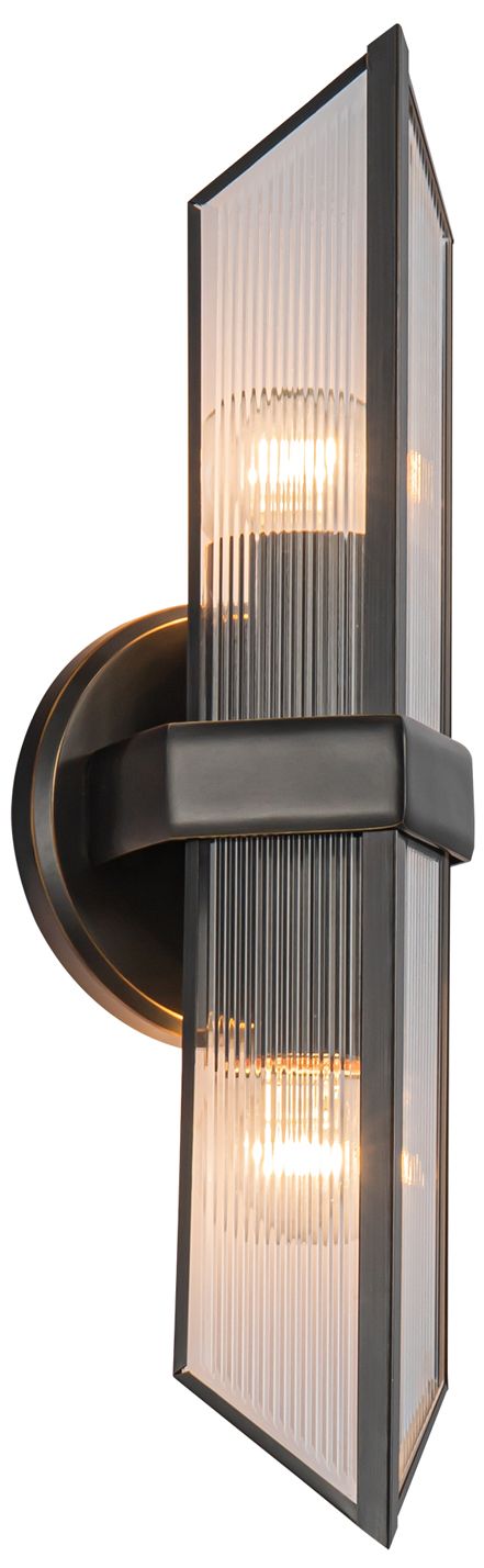 Image 2 Alora Cairo E26 15-in Ribbed Glass/Urban Bronze Wall Vanity more views