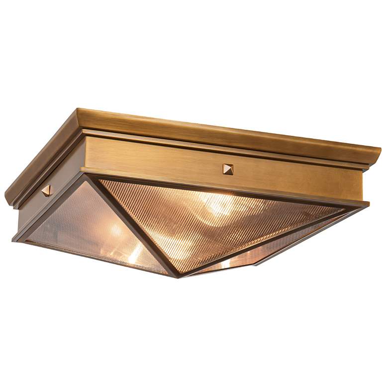 Image 1 Alora Cairo E26 15-in Ribbed Glass/Vintage Brass Flush Mount