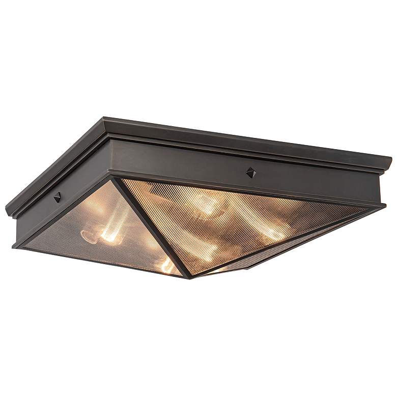Image 1 Alora Cairo E26 19-in Ribbed Glass/Urban Bronze Flush Mount