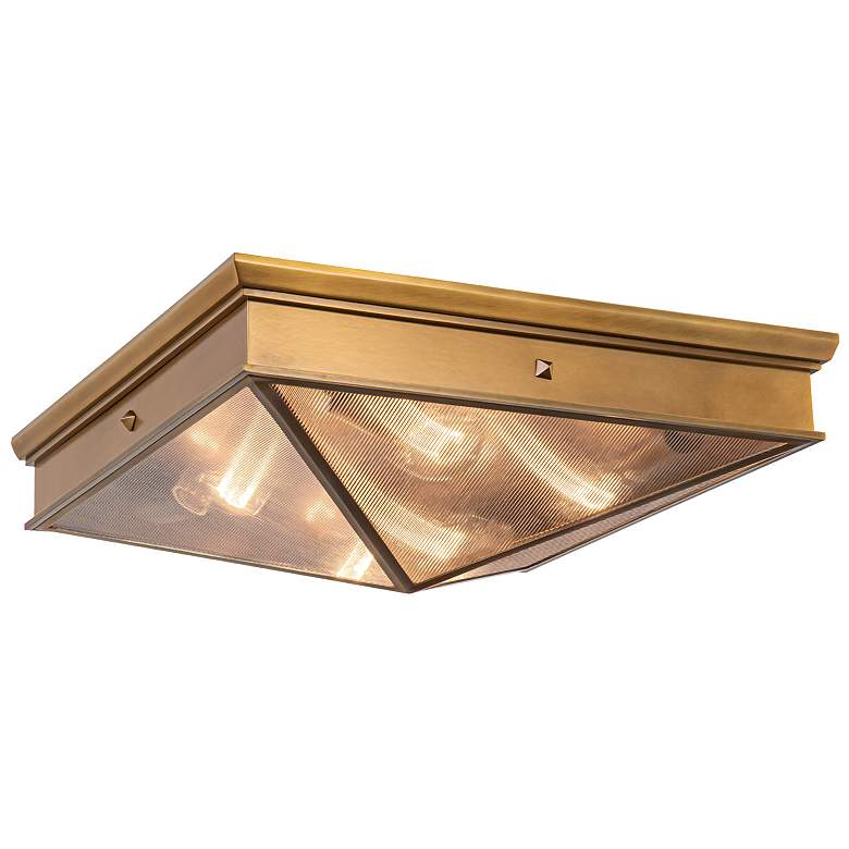 Image 1 Alora Cairo E26 19-in Ribbed Glass/Vintage Brass Flush Mount