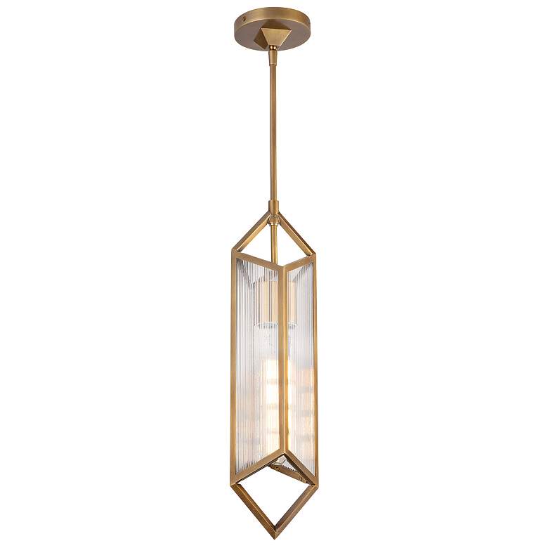 Image 1 Alora Cairo E26 19-in Ribbed Glass/Vintage Brass Pendant