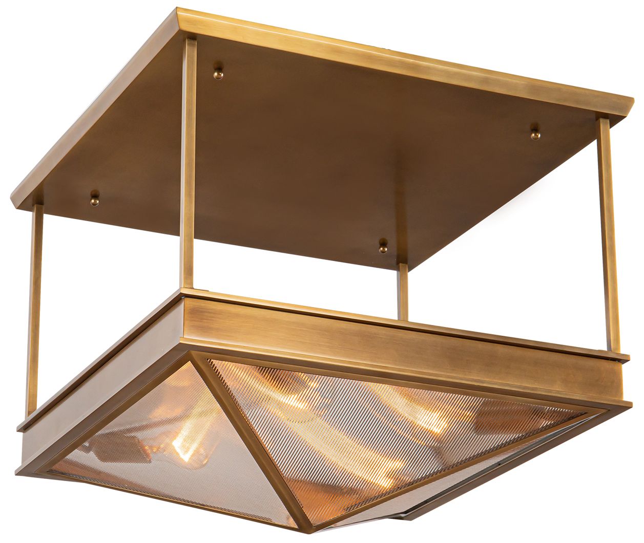 Image 2 Alora Cairo E26 19-in Ribbed Glass/Vintage Brass Semi-Flush Mount more views