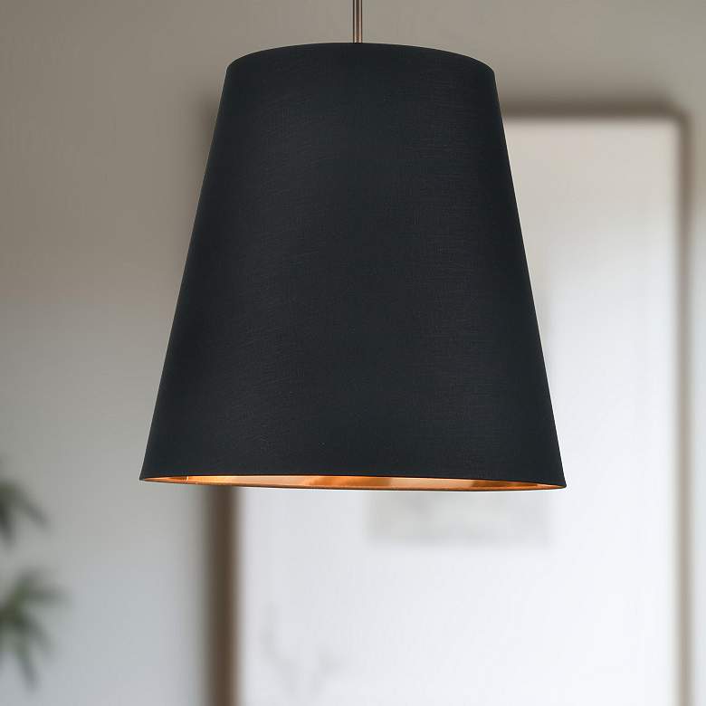 Image 1 Alora Calor E26 25-in Black Linen With Gold Parchment/Urban Bronze Pendant