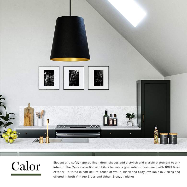 Image 3 Alora Calor E26 25-in Black Linen With Gold Parchment/Urban Bronze Pendant more views