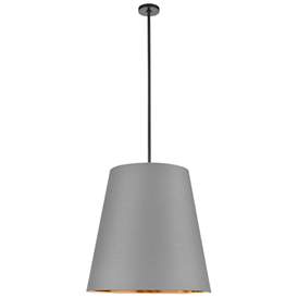 Image1 of Alora Calor E26 25-in Gray Linen With Gold Parchment/Urban Bronze Pendant