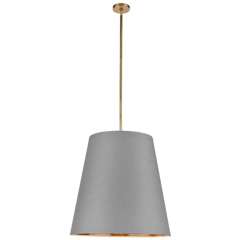 Image 1 Alora Calor E26 25-in Gray Linen With Gold Parchment/Vintage Brass Pendant